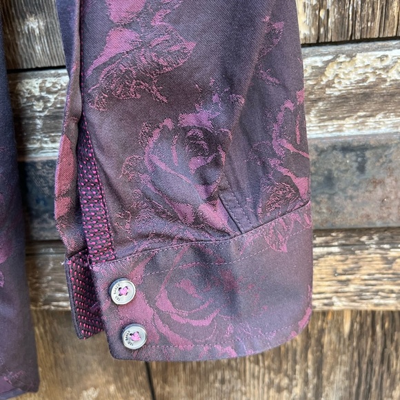 Ted Baker Black & Purple Rose Pattern Shirt 15.5 - Picture 6 of 10